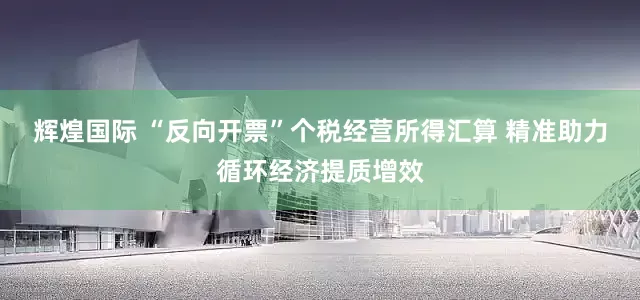 辉煌国际 “反向开票”个税经营所得汇算 精准助力循环经济提质增效