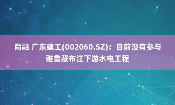 尚融 广东建工(002060.SZ)：目前没有参与雅鲁藏布江下游水电工程
